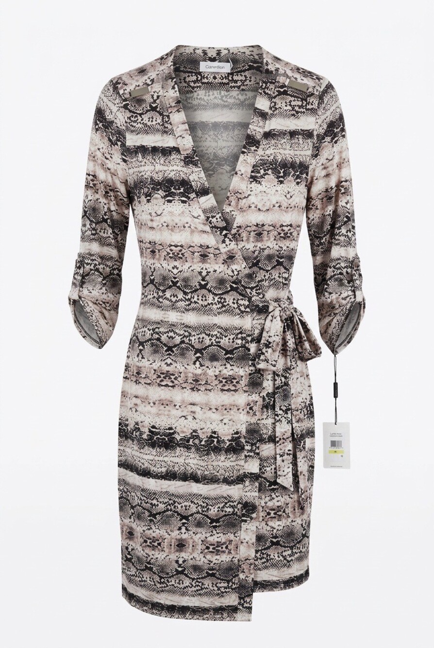Calvin Klein Snakeskin Print Wrap Dress Long Sleeve Size 4